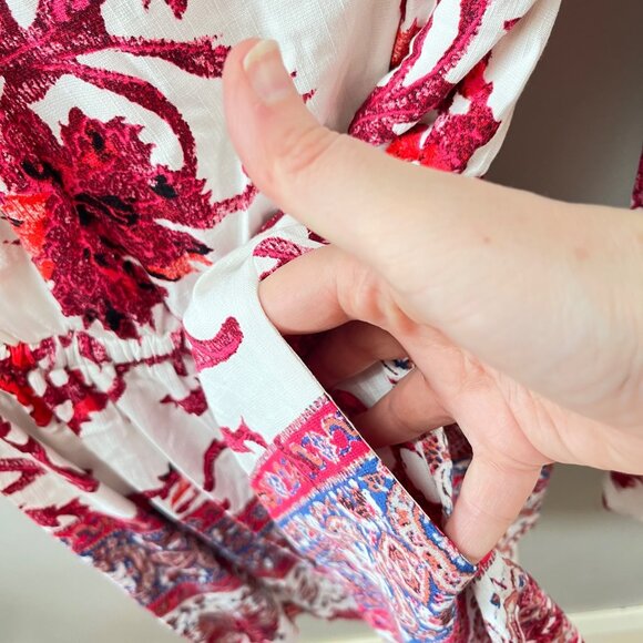 Free People NoMad Boho Off-Shoulder Mini Dress Red & White Floral Print Size S - Picture 6 of 7